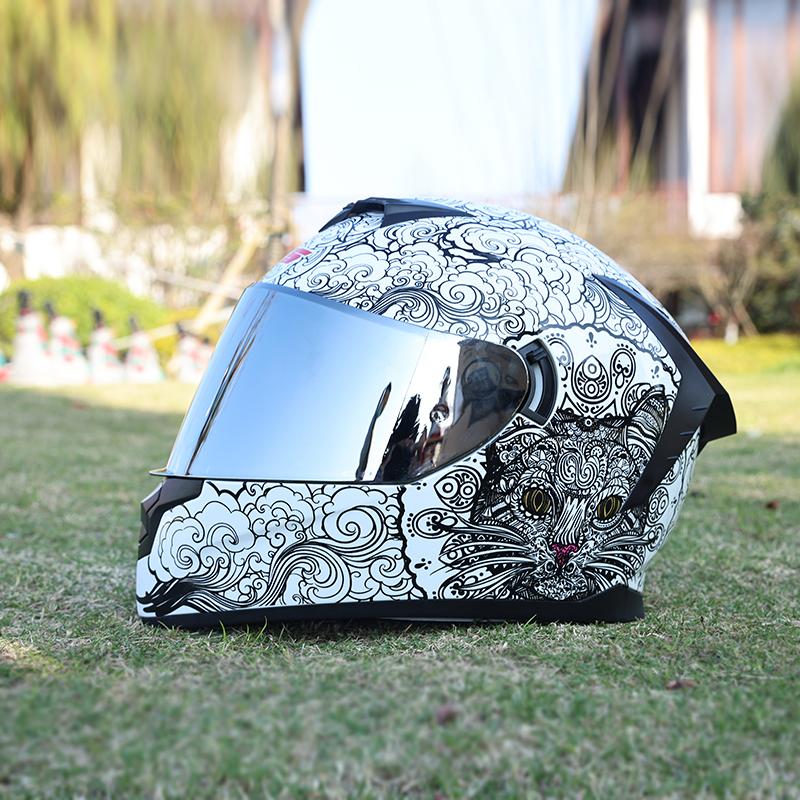 LVS-702 Motorcycle Helmet, Men's and Women's Dual Lens Couple Street Bike Full Helmet, Personality Prone Racing Helmet