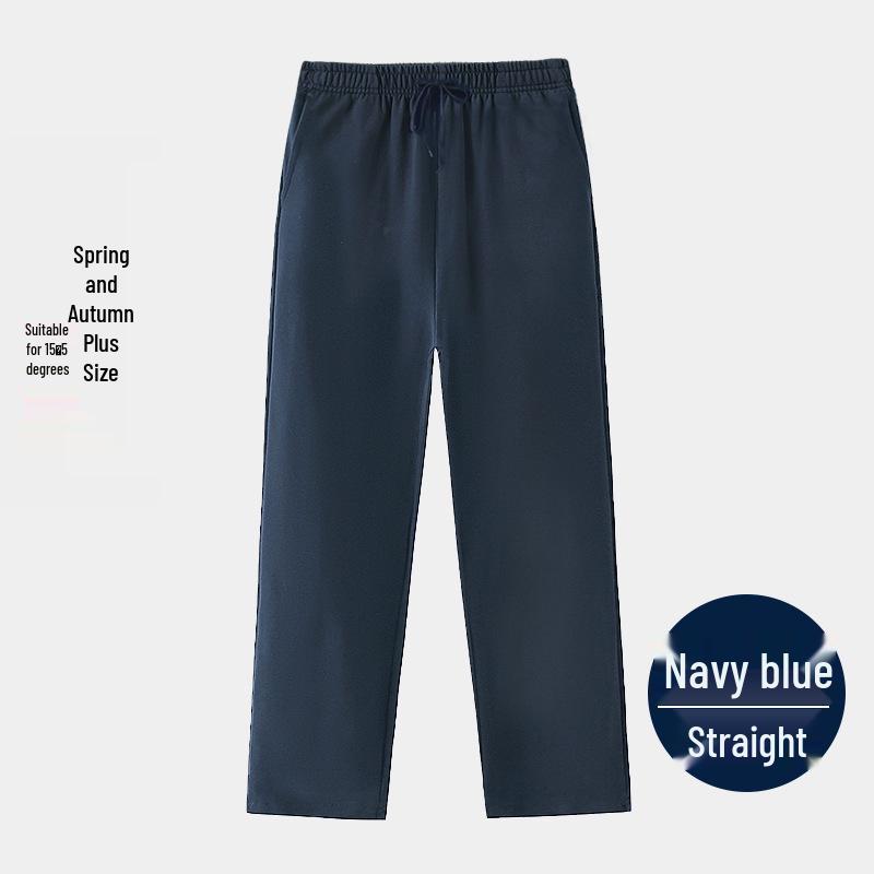 Calças Esportivas Retas com Forro de Fleece Azul Escuro para Meninas do Ensino Fundamental - Uniforme Escolar Primavera/Outono