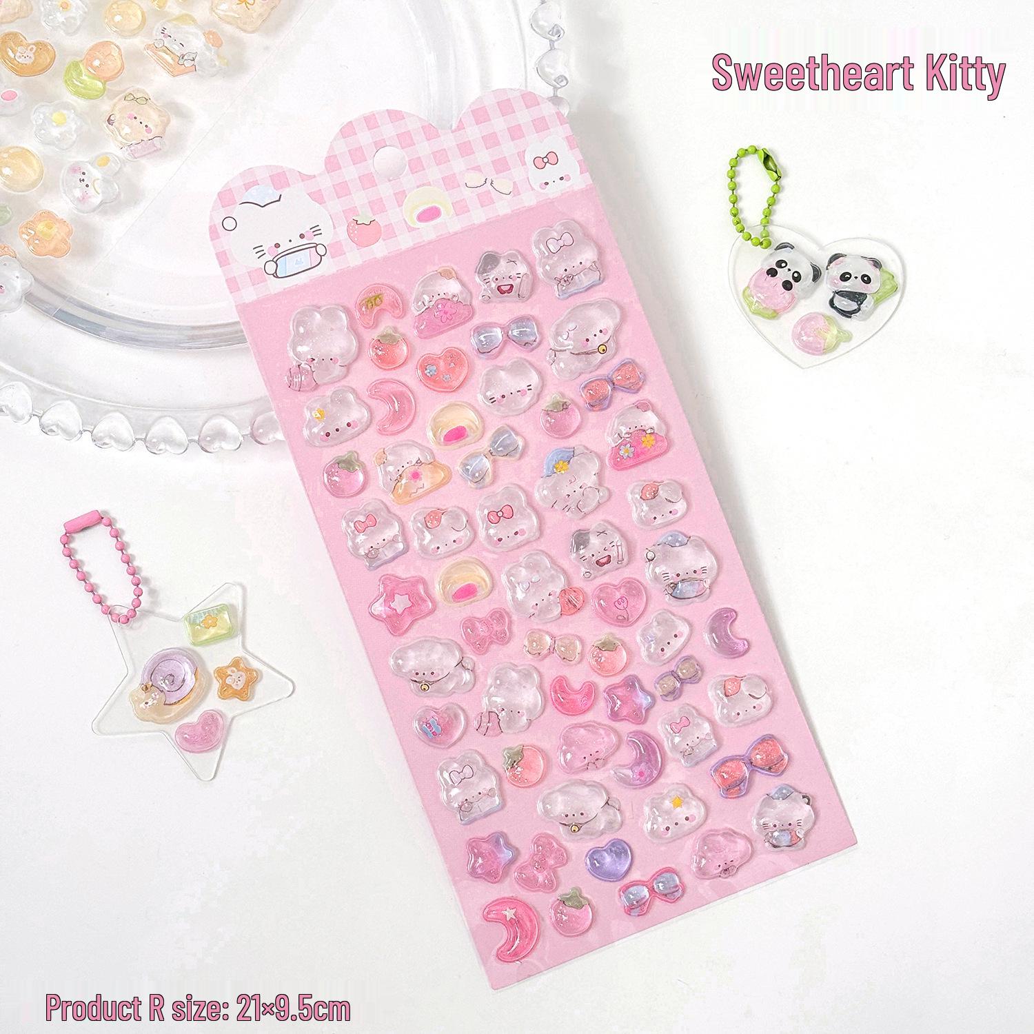 3D Cartoon Crystal Diamond Stickers for Children - Japanese New Style Decorative Embossed Stickers
