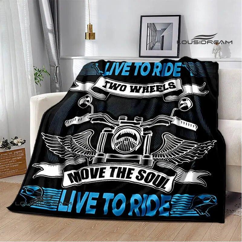 

Мотоциклетное одеяло с ретро-принтом, теплое одеяло с фланцем, мягкое и удобное одеяло, одеяло для пикника, подкладка для кровати, подарок на день рождения 125x150cm