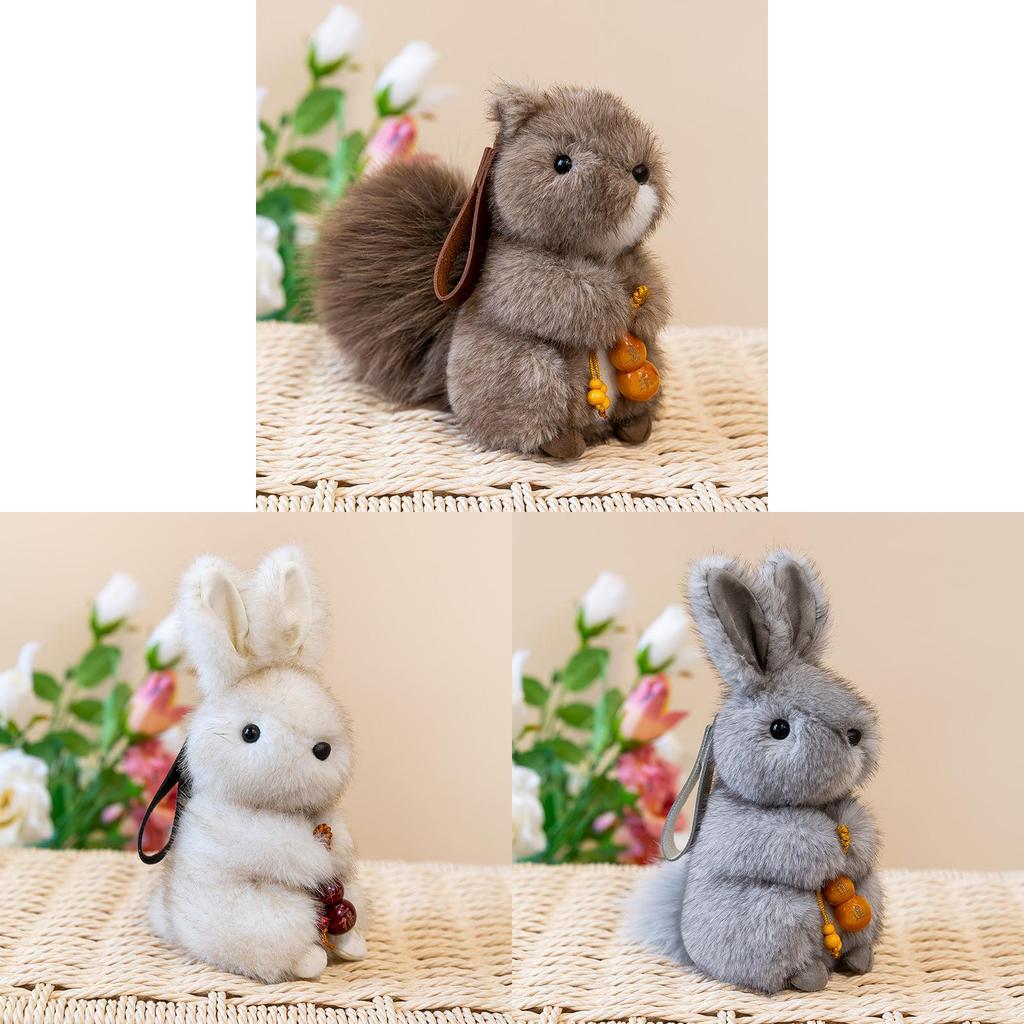 Cute Gourd Plush Bunny Keychain With Animal Plush Decor For Car And Bag Accessories