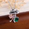 Mode Libelle Lotus Blatt Anhänger Halskette für Frauen Kreative Grün Kristall Halsketten Halsband Schmuck Geschenk