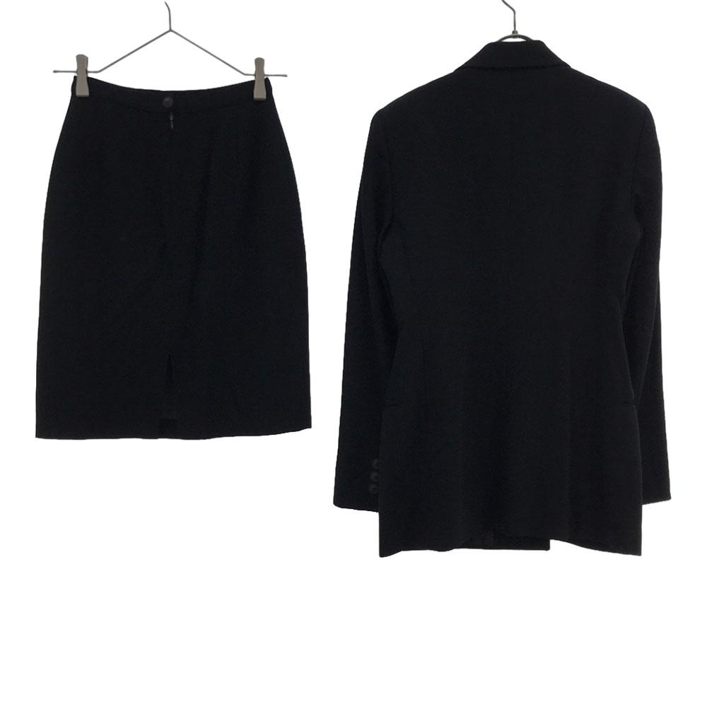 Emporio Armani 90s Made in Italy wool Skirt suit Setup 38 black Old Women Used