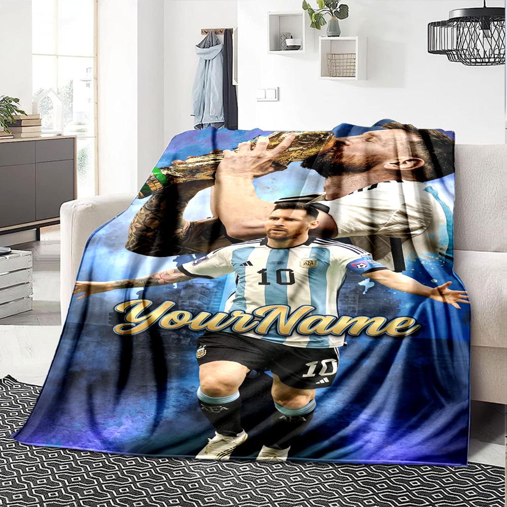 Messi Personalized Text Blanket Multi-purpose Personalized Blanket Durable Comfort Throw For Chair Living Room Bedding Couch for All Occasions