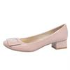 Soft leather new classic square buckle patent leather versatile single shoes spring square head fragrance trend thick commuter women's shoes