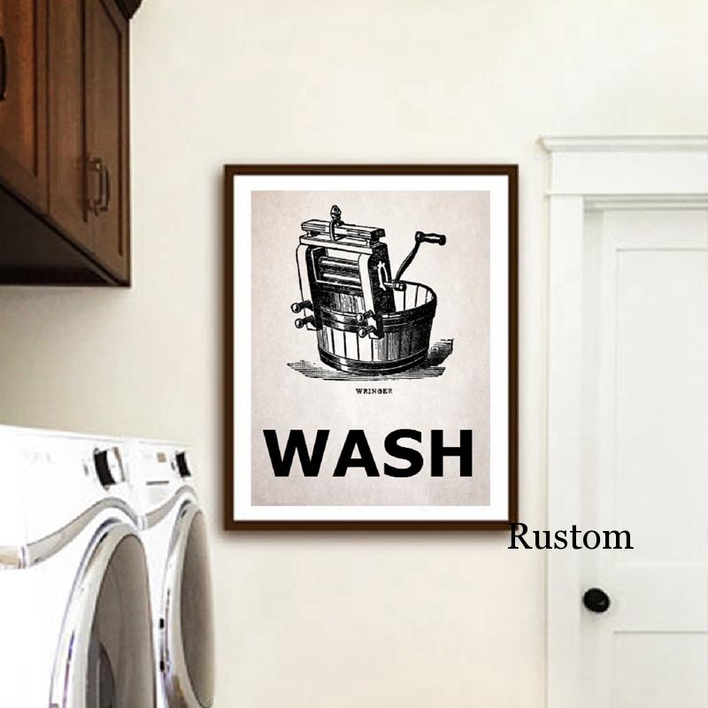 Laundry Wall Decor Retro Poster Vintage Canvas Pictures for Living Room Wash Dry Fold Painting On The Wall No Frame