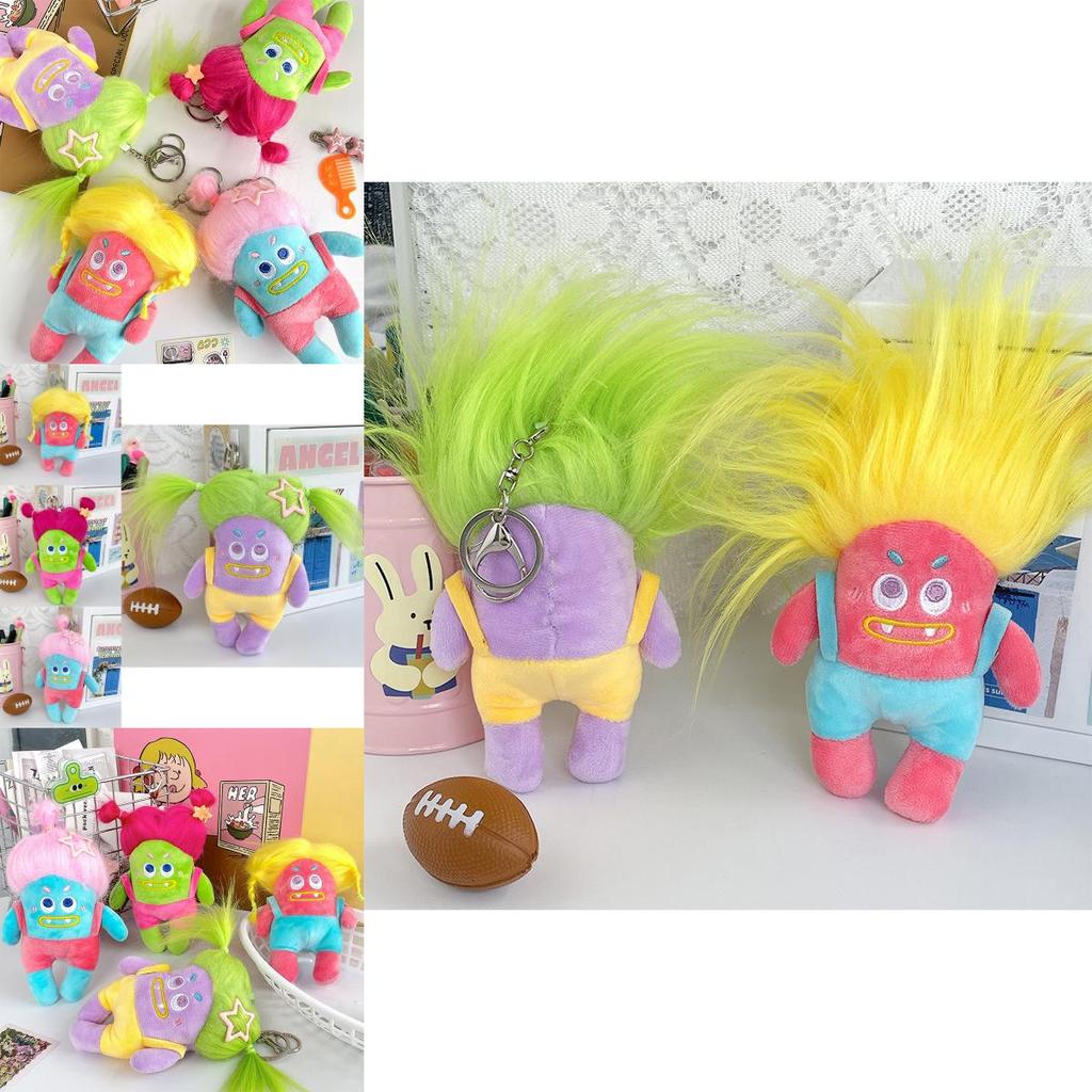 Adorable Fluffy Plush Keychain Doll Cute Cartoon Character For Girls And Students