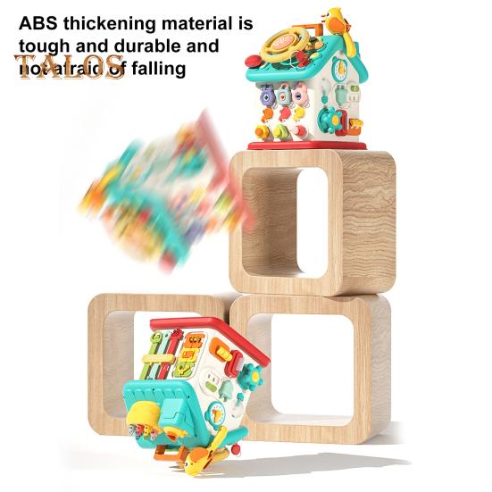 Sechsseitiges Beschäftigungshaus für Kleinkinder mit LED-Licht, Feinmotorik, multifunktionaler sensorischer Aktivitätswürfel für Kinder, pädagogisches Vorschullern-Beschäftigungshaus