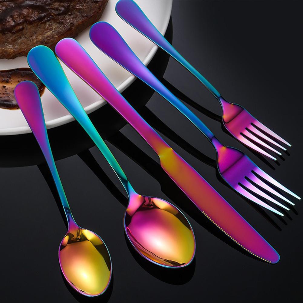 20pcs Cutlery Set Mirror Finish Smooth Edge Stainless Steel Set Include Fork Spoon Kitchen Supplies