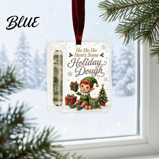 Festive Cash Storage Pendant Retro Christmas Holder Pendant Money Tree Decoration Transparent Acrylic Gift Tag Holiday Hanging Ornament with