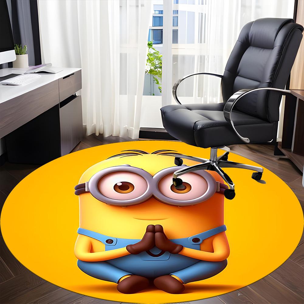 1pcYoga Minion Office Round Area Rug, Indoor Mat Suitable For Office, Under Office Chairs Bedroom Living Room Home Decor, Room Deco