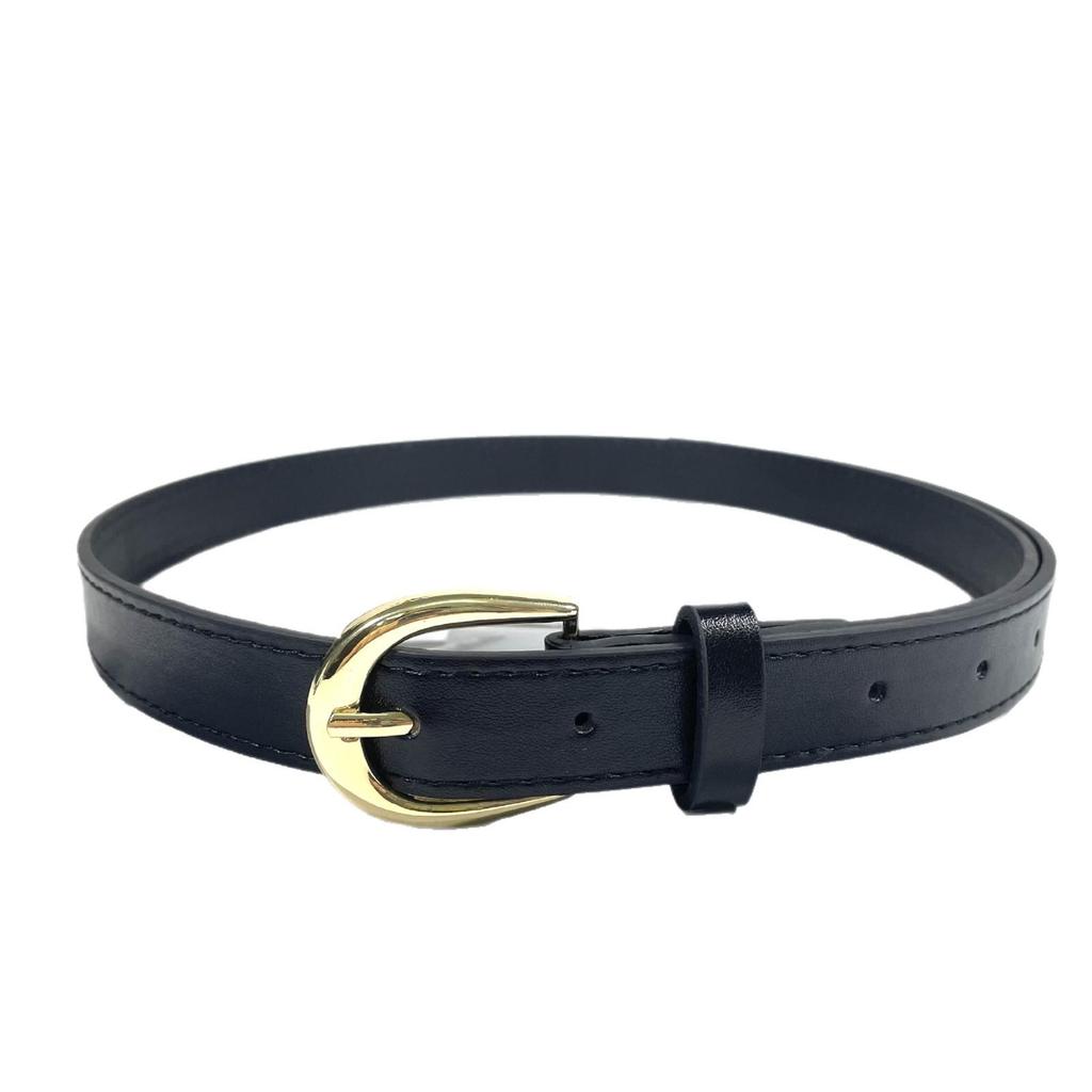 Women's Versatile Stylish Black Leather Belt - Korean Style Needle Buckle Waist Accessory for Students