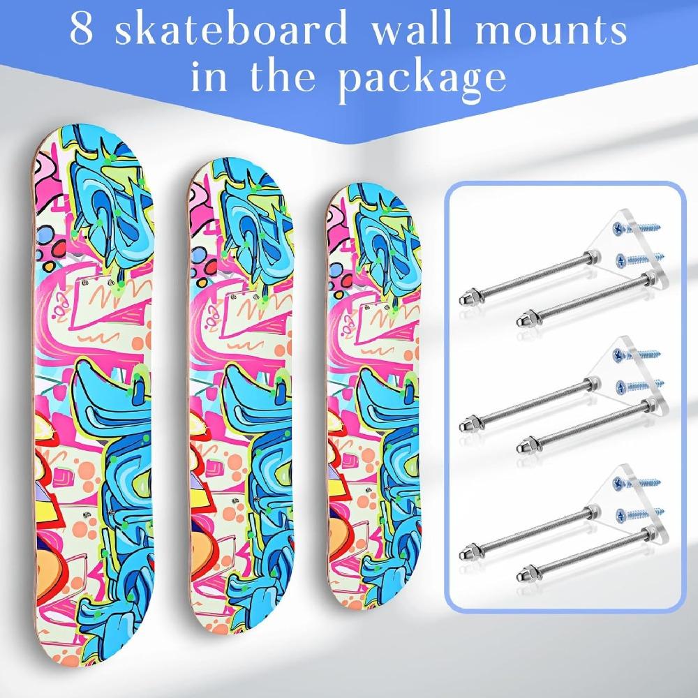 8Pcs 6.2x3.1x8cm Skateboard Wall Mount Acrylic Skateboard Wall Holder Home Use