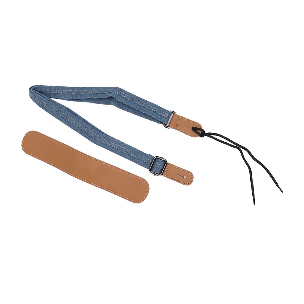 Ukulele Strap Cross Shoulder Pad Denim Leather Adjustable Length Neck Belt Replacement
