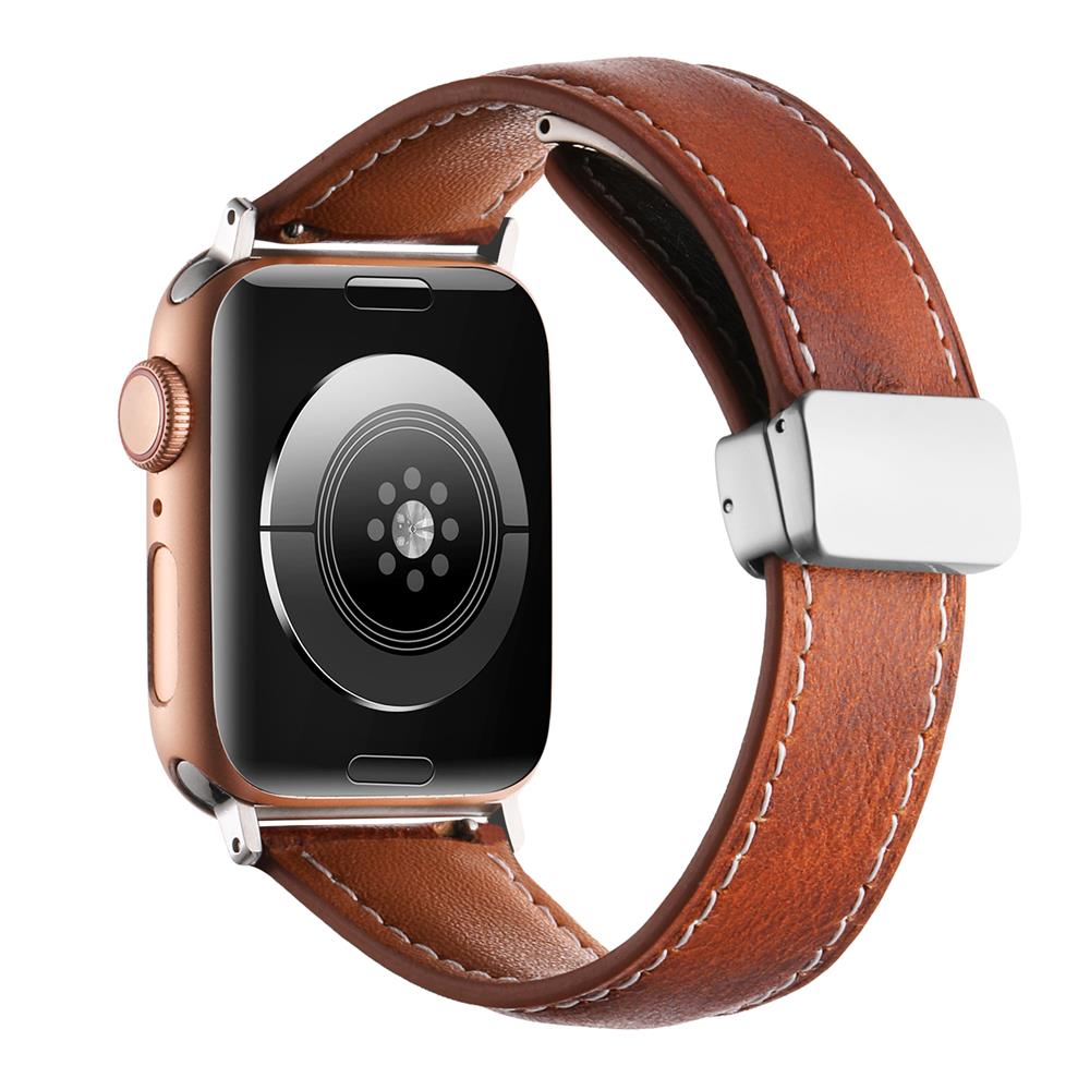 Crazy Horse Magnetic Buckle Women's Genuine Leather Watch Strap,For Apple Watch 42mm 44mm 45mm 49mm iWatch S10 46mm