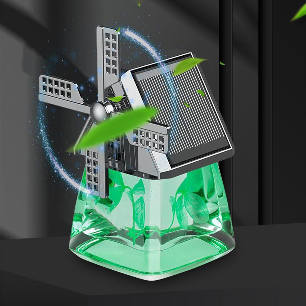 Windmill Aromatherapy Solar Car Air Freshener Solar Powered Rotating Car Interior Aromatherapy Oil Auto Decor Essential F3X1