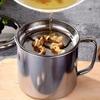 ZGE 1000ml Stainless Steel Oil Pot with Filter and Dust Cover, Heat-resistant and Sturdy for Cooking Oil Storage, Hand Wash Only.