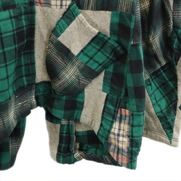 KATO Fabricată în Japonia Mânecă lungă patchwork Cămașă în carouri S Sistem verde Bărbați Second-hand