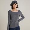 Laengsseon Ls_Gray Square Neck Knit Top