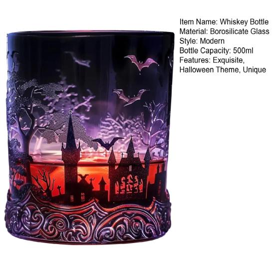 Halloweenská láhev na whisky Gotický styl Magický lektvar Skleněná karafa na whisky pro sběratele Dárky pro tátu manžela Sváteční barová dekorace