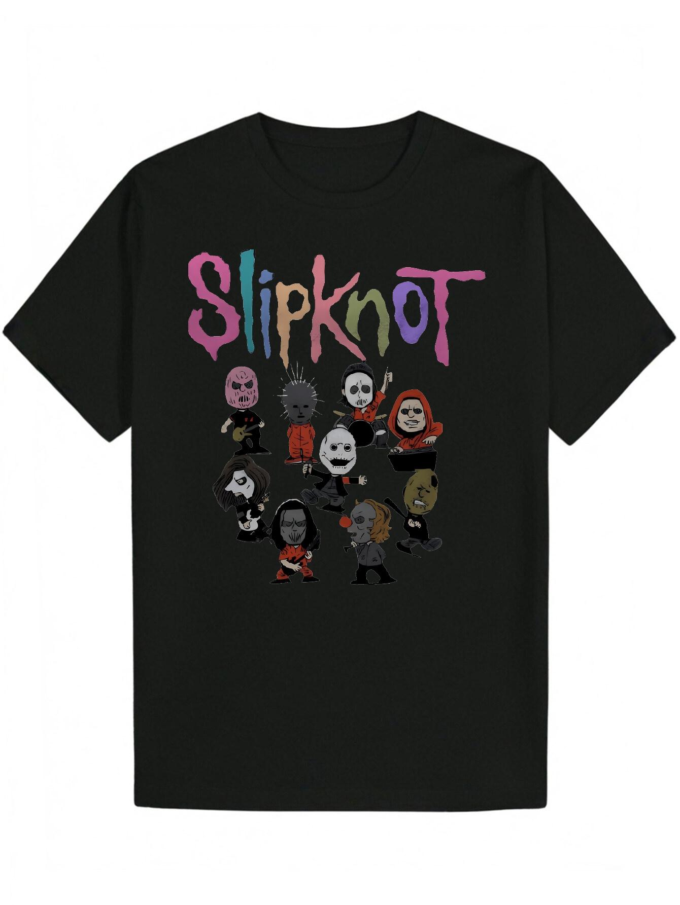 Graphic T-shirt - Black Casual Tee with Slipknot Design S