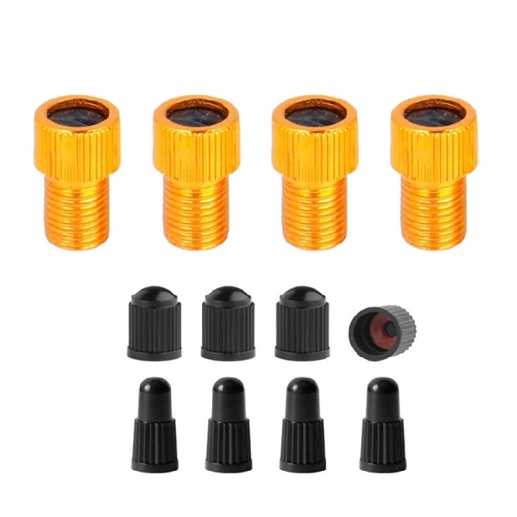 

4Pcs Presta to Schrader Bike Valves Adaptor Tire Valves Converter with Caps золотий