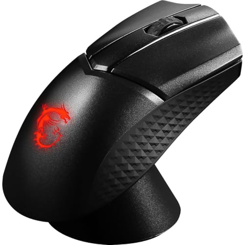 

MSI Clutch GM31 Lightweight Wireless Ergonomic Gaming Mouse & Charging Dock, 12K DPI Optical Sensor, 60M Omron Switches, Fast-Charging 110Hr Battery,