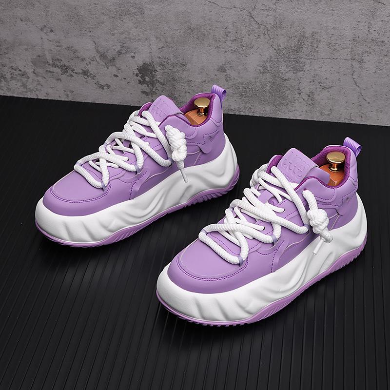 Fashion Luxury Designer Men's Purple White Everyday All Match Causal Shoes Male Loafers Flats Sports Walking Sneakers Zapatos Hombre