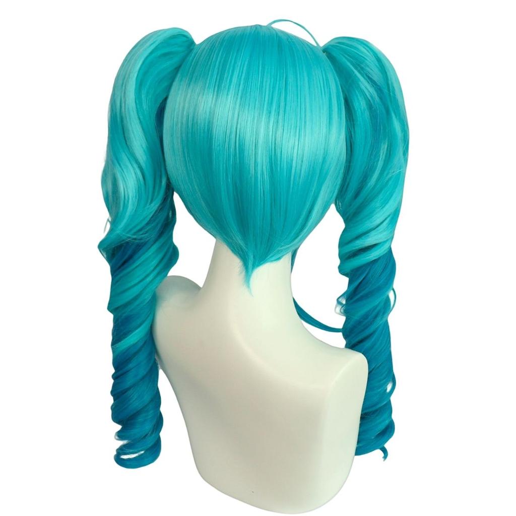 Blue Gradient Double Ponytail High Quality Synthetic Wig Virtual Singer Spiral Ponytail Wig Reality Show Wig