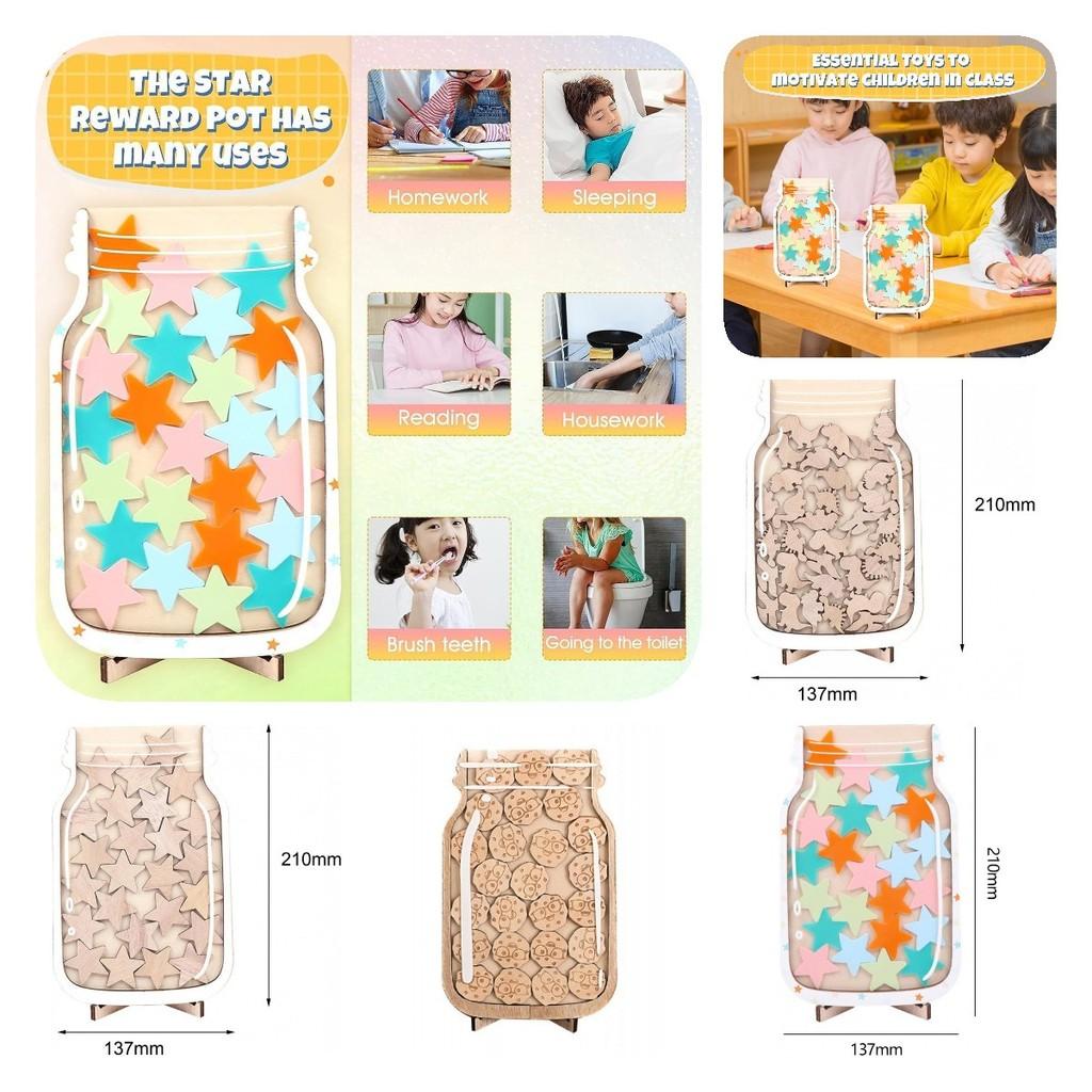 Reward Star Jar Incentive Jar Responsibility Wooden Routine Training Gift Kids