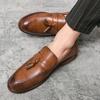 2026 Autumn New Men Dress Shoes Design Brand Shoes Classic Tassel Brogue Slip On Loafers Oxfords Hand Stitch Big Size 38-47 Flat