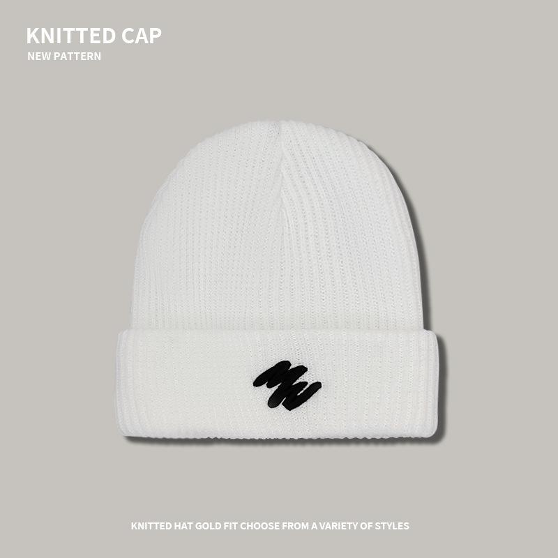 Men's Autumn/Winter Knit Beanie - Korean Style Letter Embroidery, Hip-Hop, Versatile Ear Protection Beanie.