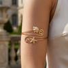 Boho Imitation Perlen Muschel Oberarm Manschette Armband für Damen Musiknote Spirale Seestern Offener Armreif Strandparty Schmuck Geschenk