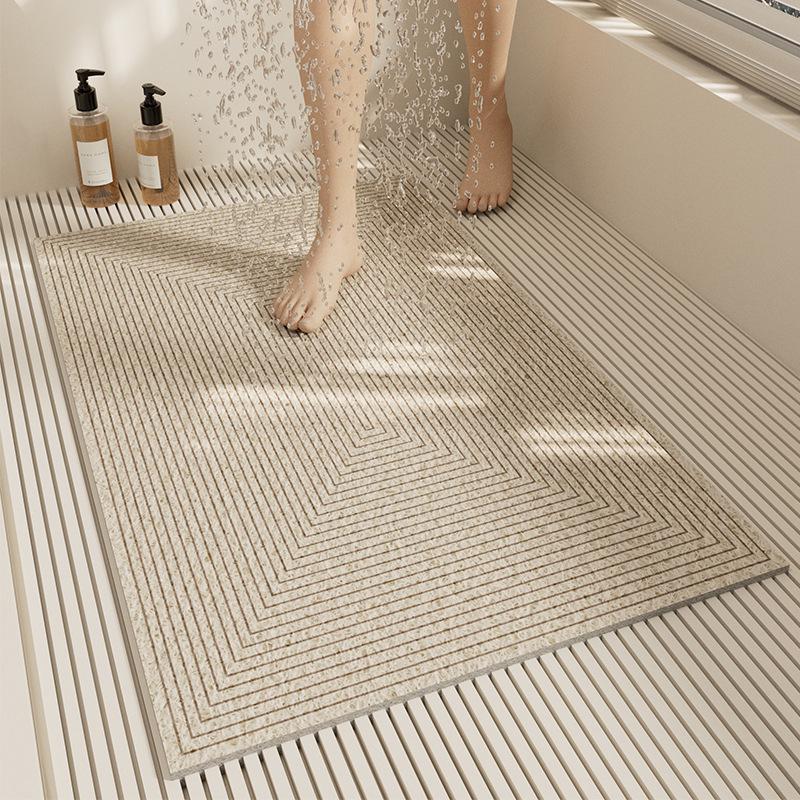 Modern Minimalist Anti-Slip Bathroom Silk Ring Mat - Cuttable, Dirt-Resistant, Hollow Drain Foot Pad