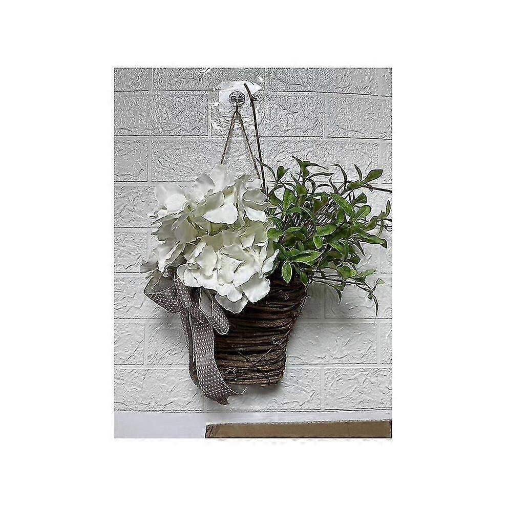 Spring Wildflower Door Hanging Basket Wreath with Spring Welcome Sign for Easter Day