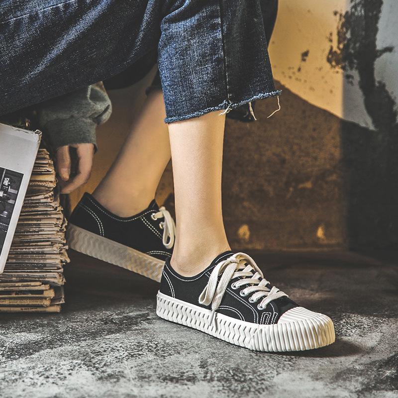 Fashion Women's Vulcanized Casual Sneakers Low Cut Student Fashion Ins Trendy Flat Canvas Shoes All Season Versatile