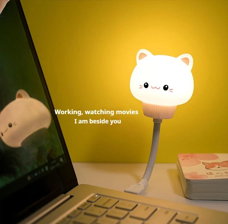 USB Night Light LED Cute Cartoon Night Lamp Bear Chick Kitten for Baby Kid Bedroom Decoration Bedside Lamp
