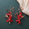 Retro bridal hair accessories, Chinese wedding headdress, handmade crystal hairpins, antique flower toasting clothing hair accessories