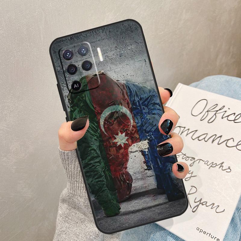 Azerbaijan Flag Case For Oppo A78 A98 A18 A38 A58 A60 A80 A40 A77 A57 A17 A74 A54 A94 A96 A76 A16 A15 A5 Pro