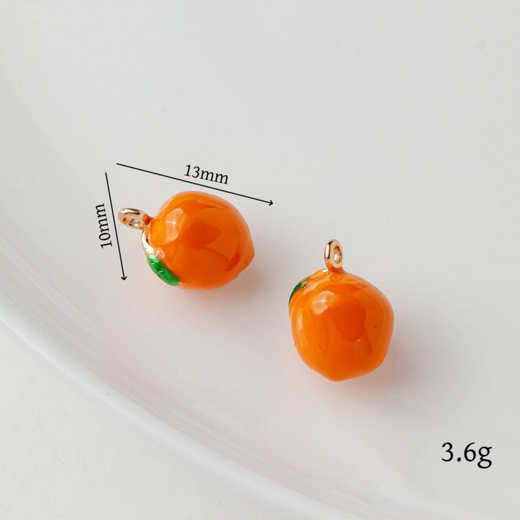 2 PCs Brass Charms 18K Gold Plated Fruit Enamel Pomegranate Peach Strawberry Apple Pendants For DIY Necklace Jewelry Making