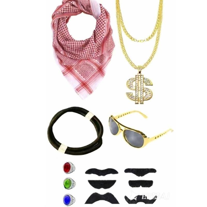 

Saudi Dubai Arab Style Mens Headscarf Kit Cultural Dressing Up Prop For Cosplay Photography And Outdoor Activities 1