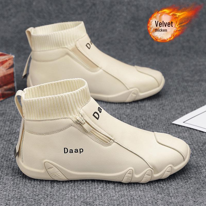 

Мужские зимние высокие универсальные бархатные туфли 2025 года: Трендовая, Модная и Повседневная Уличная Обувь Size 41 коричневый