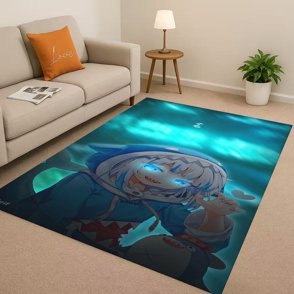 Anime Gawr Gura Hololive Cartoon Cute Girl Living Room Non Slip Area Rug Carpet for Bedroom Playroom Sofa,Home Decor Doormat