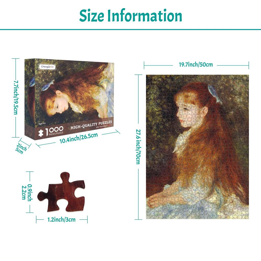 1000dílné puzzle CHengQiSM Renoir Mlle Irene Cahen Mistrovské dílo Malování puzzle Portrét Malování Stylový interiér Současnost x d'Anvers (70 50 cm)