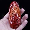 Chinese Antique Huanglong Jade Carved Landscape Waist Tag Pendant