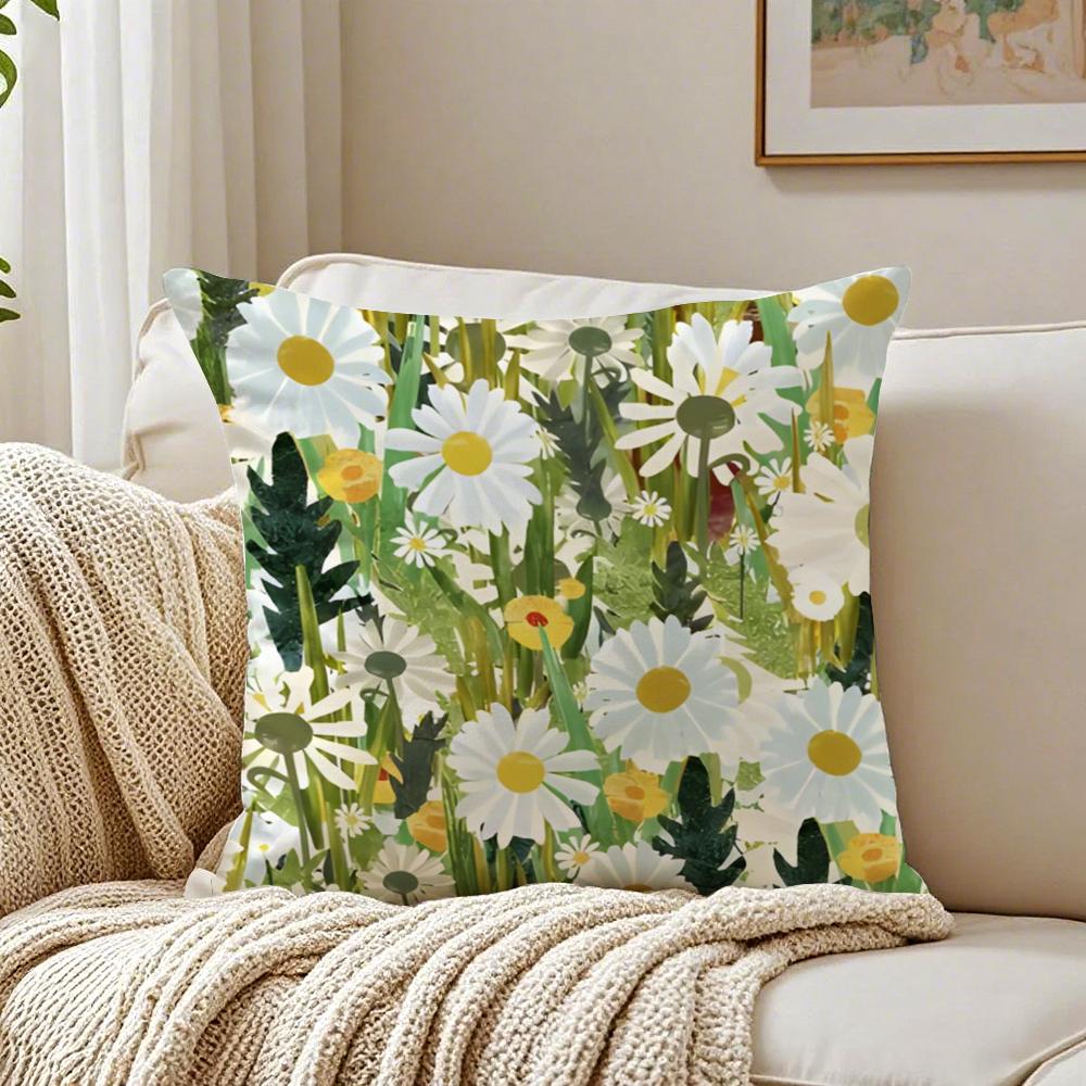 Bright And Elegant Single Printed Flowers Cushion Cover Pillowcase Antidustmite Living Room Sofa Decor Cushion Room