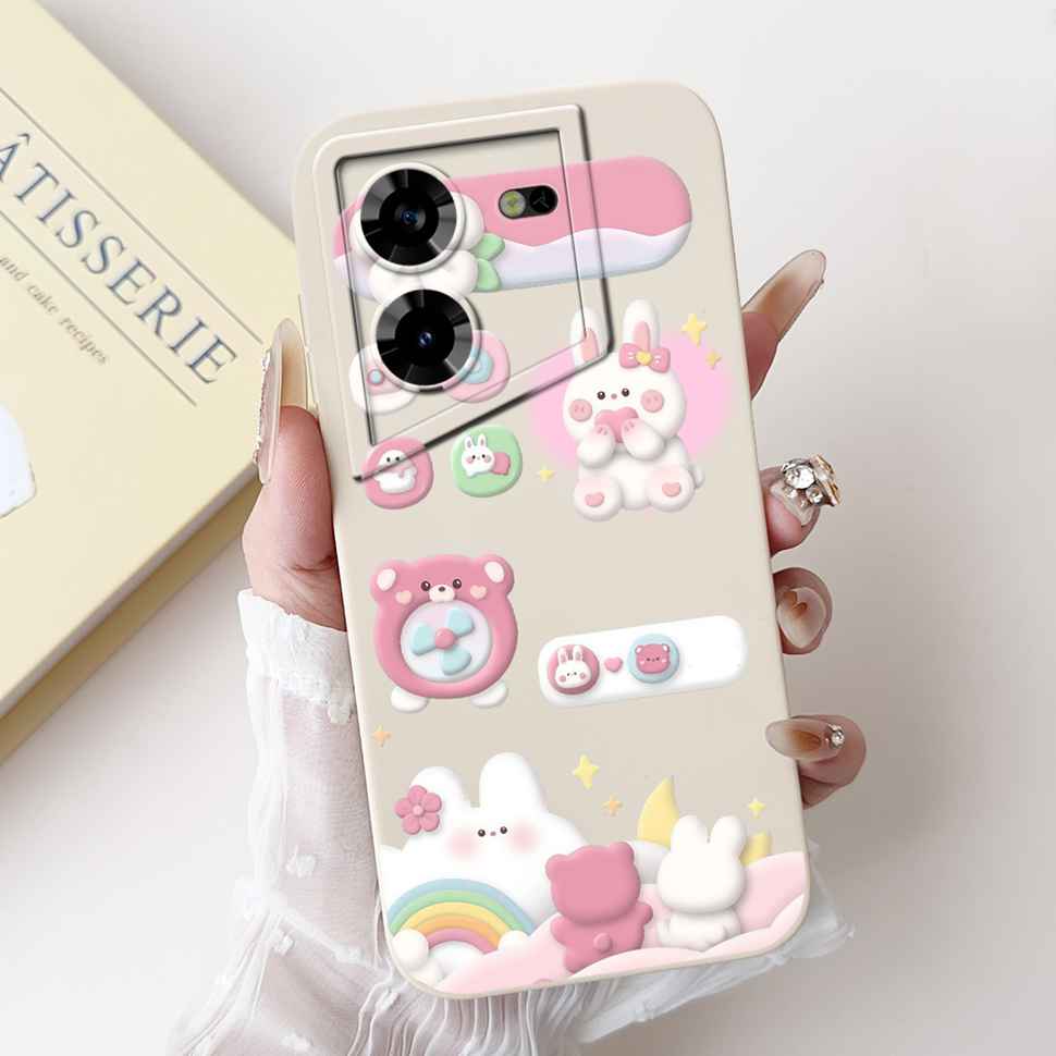 Protective Casing For Tecno Pova 5 Pro 5G 6.78" Fashion Girl Flower Love Soft Silicone Cover For Tecno Pova 5Pro 5G Shell Bumper
