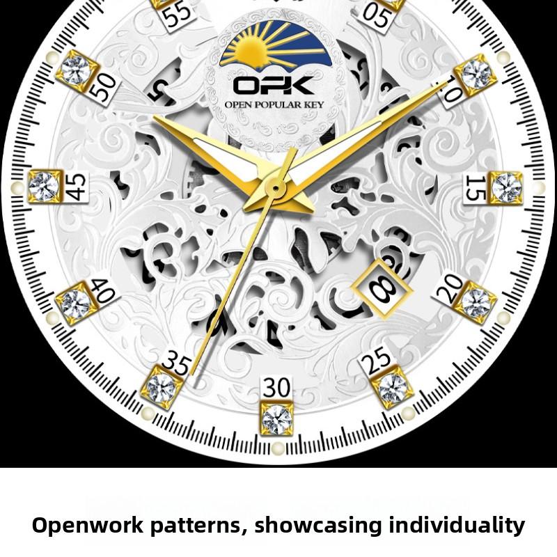 OPK Brand Watch Three-pin Fake Hollow Calendar Quartz Watch Waterproof Men's Watch Men's Watch