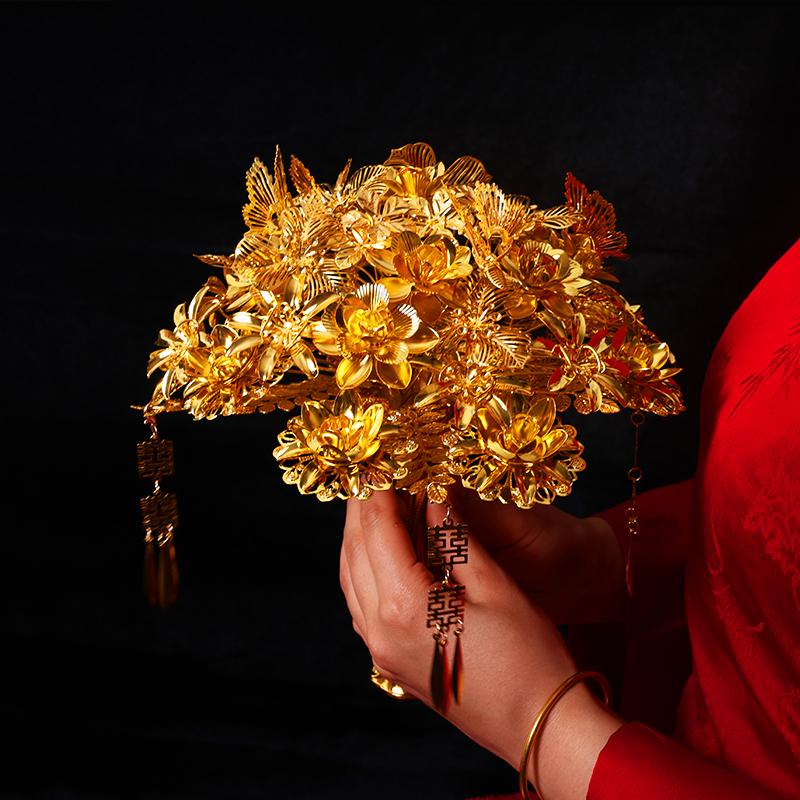 Goldenes Handstrauß DIY-Set: Hochwertiges goldenes Braut- & Brautjungfern-Geschenk für eine chinesische Hochzeit