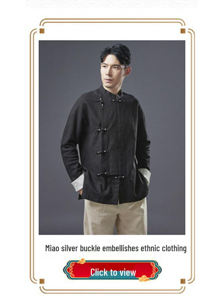 Herren Herbst Ramie Hanfu Hemd: Lockere Freizeit-Oberbekleidung im chinesischen Stil mit Stehkragen und Froschknöpfen